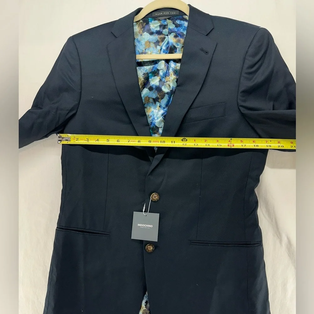 INDOCHINO Mens Solid Black 100% WOOL Sport Coat Suit Jacket‎ Blazer Size 38 NEW